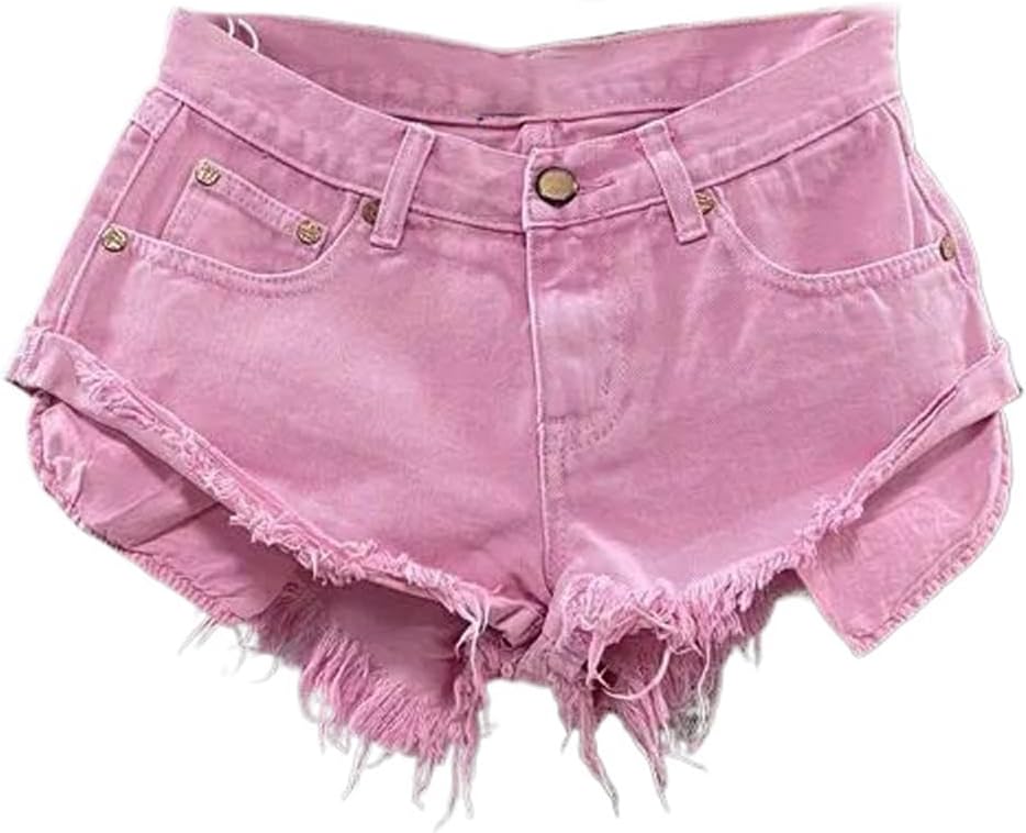 Denim Shorts Women Summer Low Waist Tassel Purple Pocket Loose Wide Leg Short Jeans Pants Female