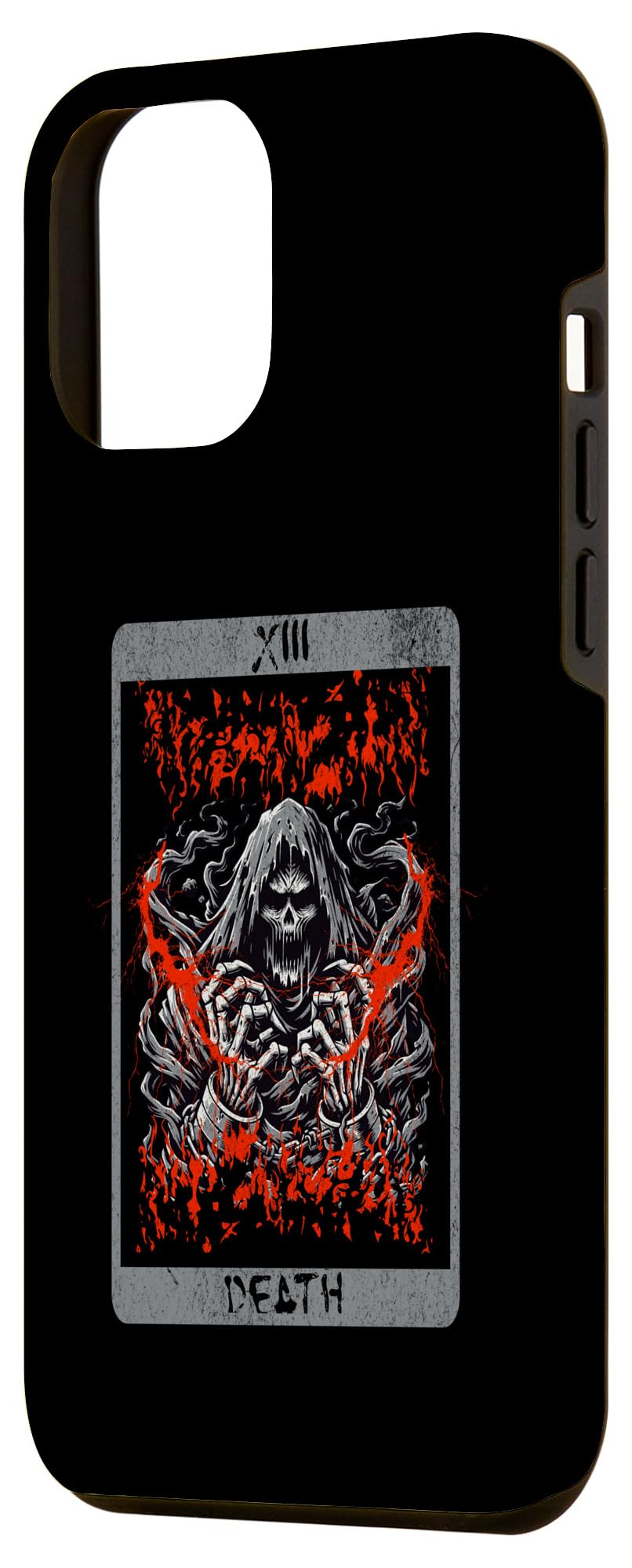 iPhone 13 Pro Max Vintage Tarot Card Death Reaper Occult Satan Unholy Horror Case - Image 2