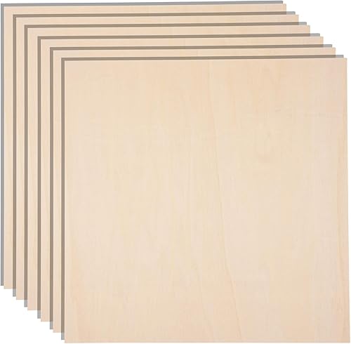 Paquete de 6 hojas de madera de tilo de 12 x 12 x 14 pulgadas de grosor para manualidades, hojas de madera contrachapada sin terminar, hojas