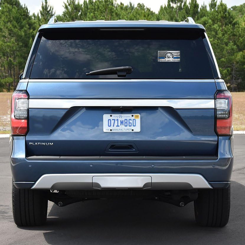 Image of 10pcs Thin Blue line Flag Code 4 Car Sticker Decal, Police Support American Flag Bumper Stickers for Cars Trucks Window Laptop, Bandera de policia la linea Azul para carro