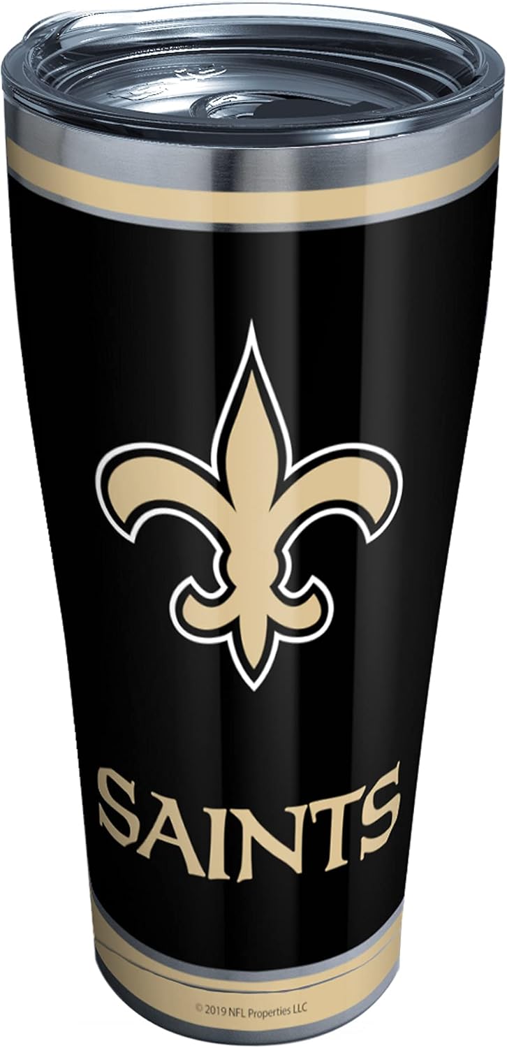 Tervis Triple Walled NFL New Orleans Saints Insulated Tumbler Cup Keeps Drinks Cold & Hot, 30oz - Stainless Steel, Touchdown