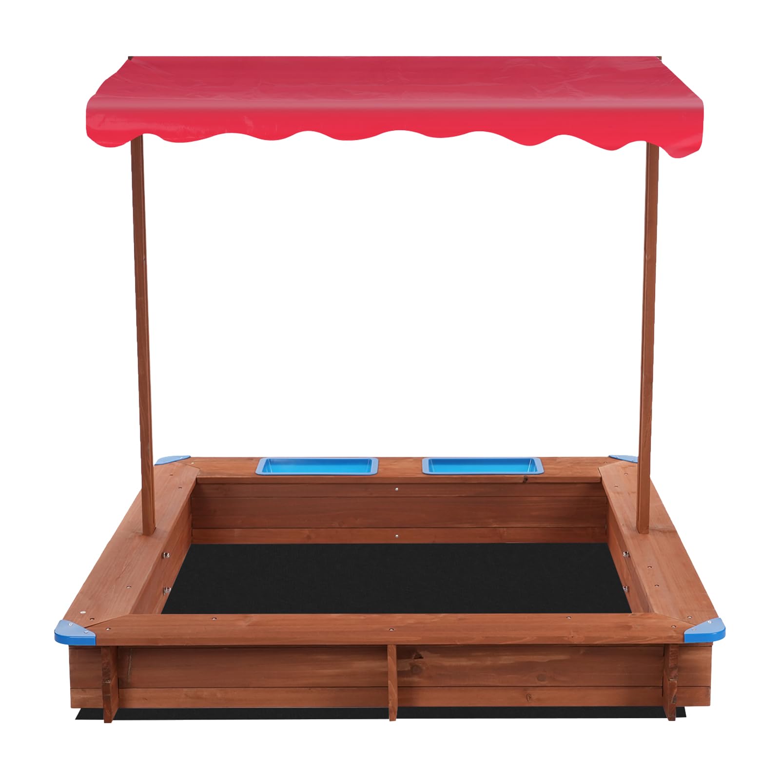 Arenero de madera con cubierta, arenero infantil para el jardín, para patios traseros, jardines, terrazas, playas o parques infantiles, 3 – 14 años, capacidad de carga 100 kg, rojo
