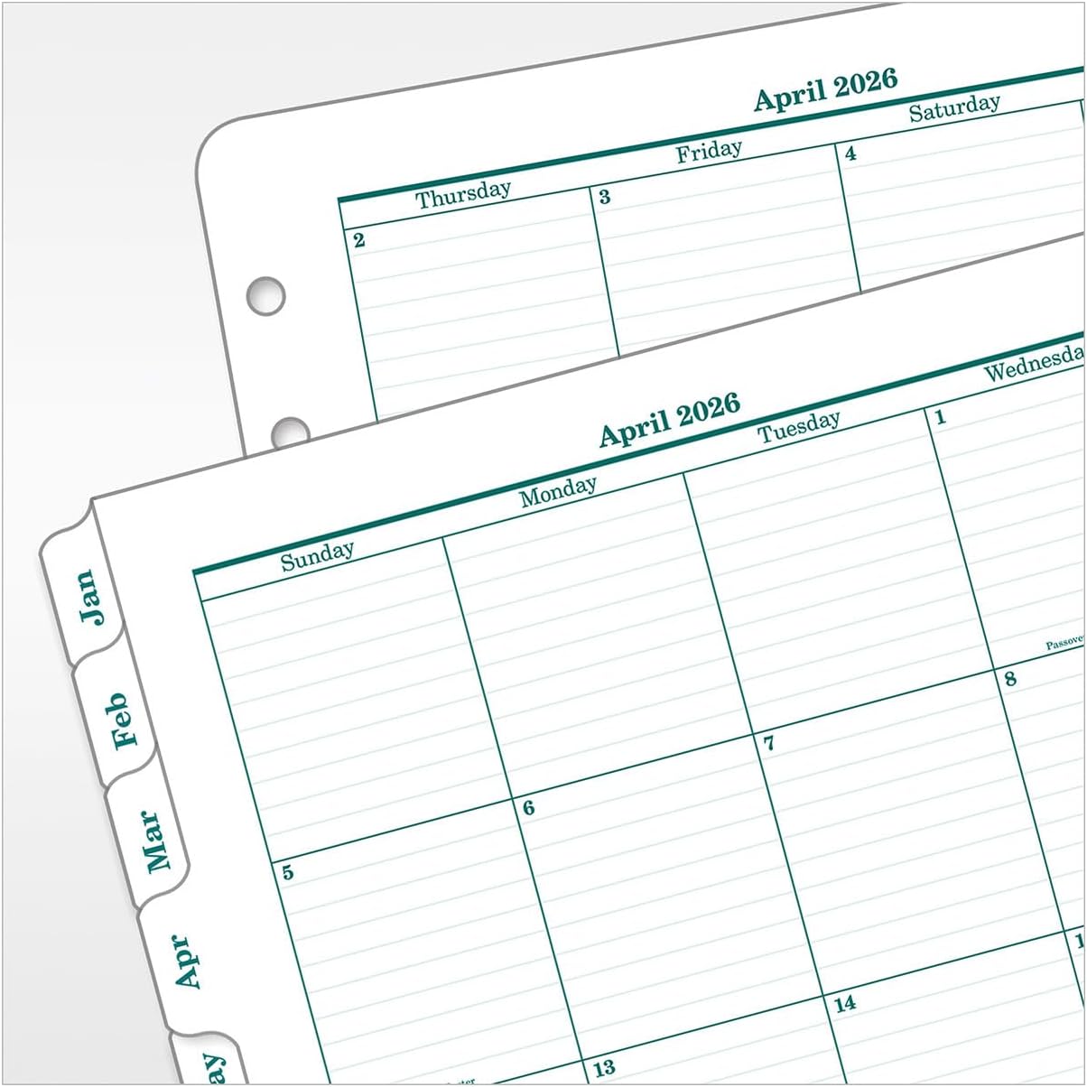 FranklinCovey - Original Planner Refill | Two Page Per Day - Ring-Bound (Monarch, Apr 2026 - Mar 2027)