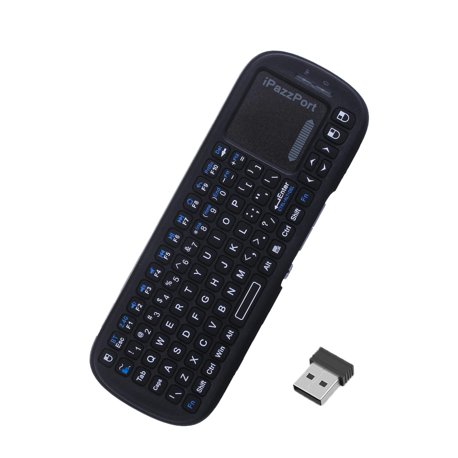 Photo 1 of iPazzPort Mini Wireless Keyboard with Touchpad, Bluetooth & 2.4GHz - Black