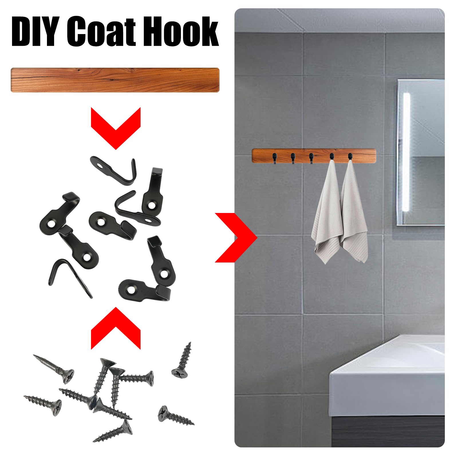 10 Ganci Appendiabiti Da Parete Neri In Ferro – Mini Ganci Con Viti Per Bagno, Cucina, Corridoio – 4x1,7x2,3 Cm