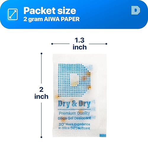 Miniatura 8 de Dry & Dry 0.04 oz 50 paquetes Paquetes de gel de sílice indicadores naranja desecantes - Paquetes de sílice seguros para alimentos, gel de sílice,