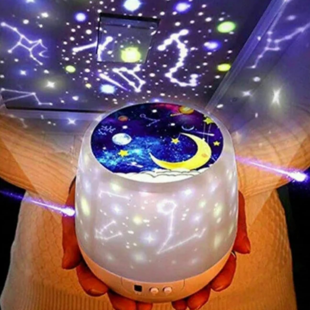 OAKHIVE Projector Night Light for Kids,360° Rotation - 3 Light Colors & 6 Patterns, USB/AA Battery Operated, Starry Sky & Ocean World Projection Lamp, Perfect for Nursery, Bedroom, Gift for Children