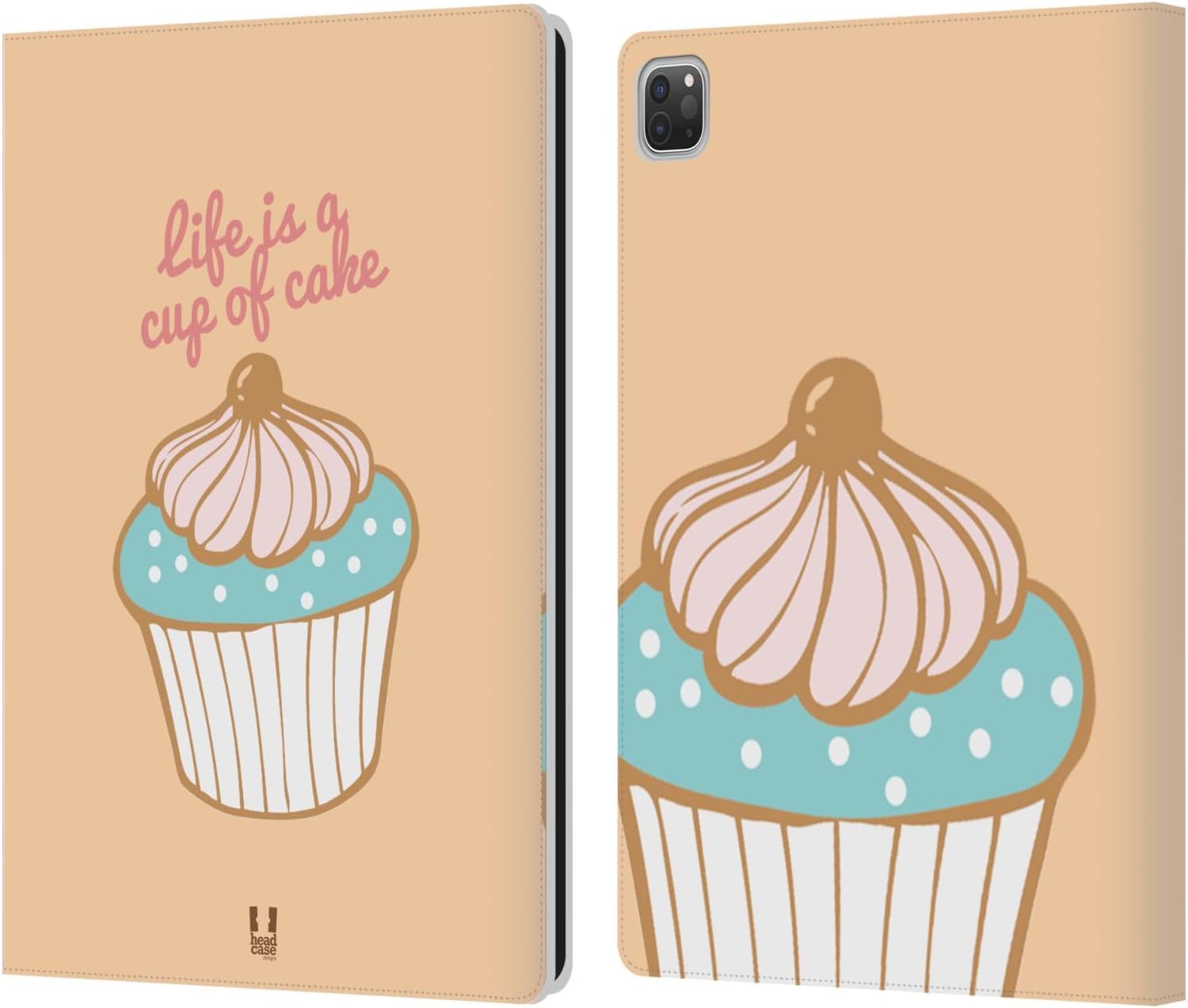 Head Case Designs Life is A Cup of Cupcake Cupcakes Happiness Leather Wallet Case Compatible with Apple iPad Pro 12.9 2020/2021/2022