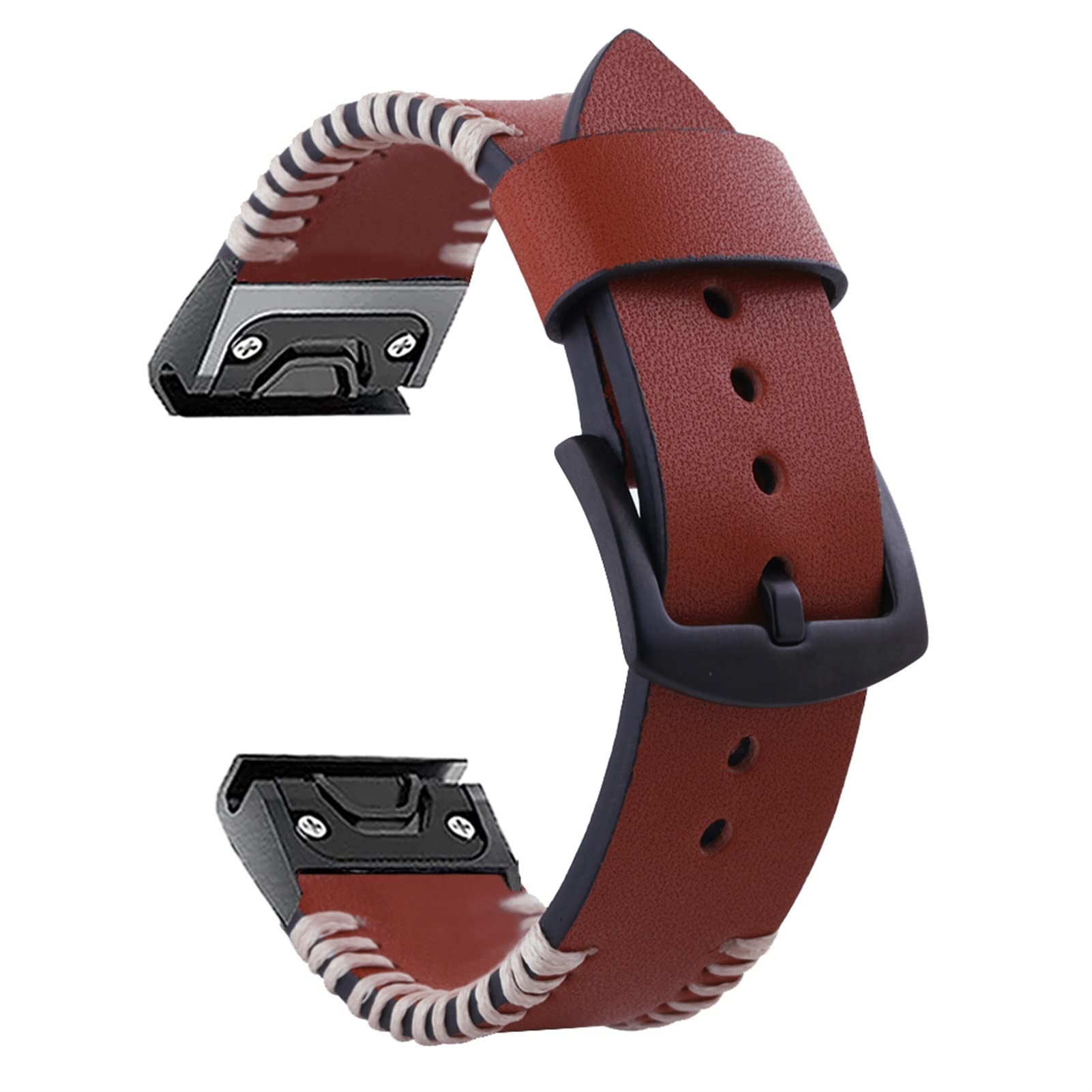 Bracelet de montre Garmin Fenix 6X en cuir marron foncé élégant 26mm
