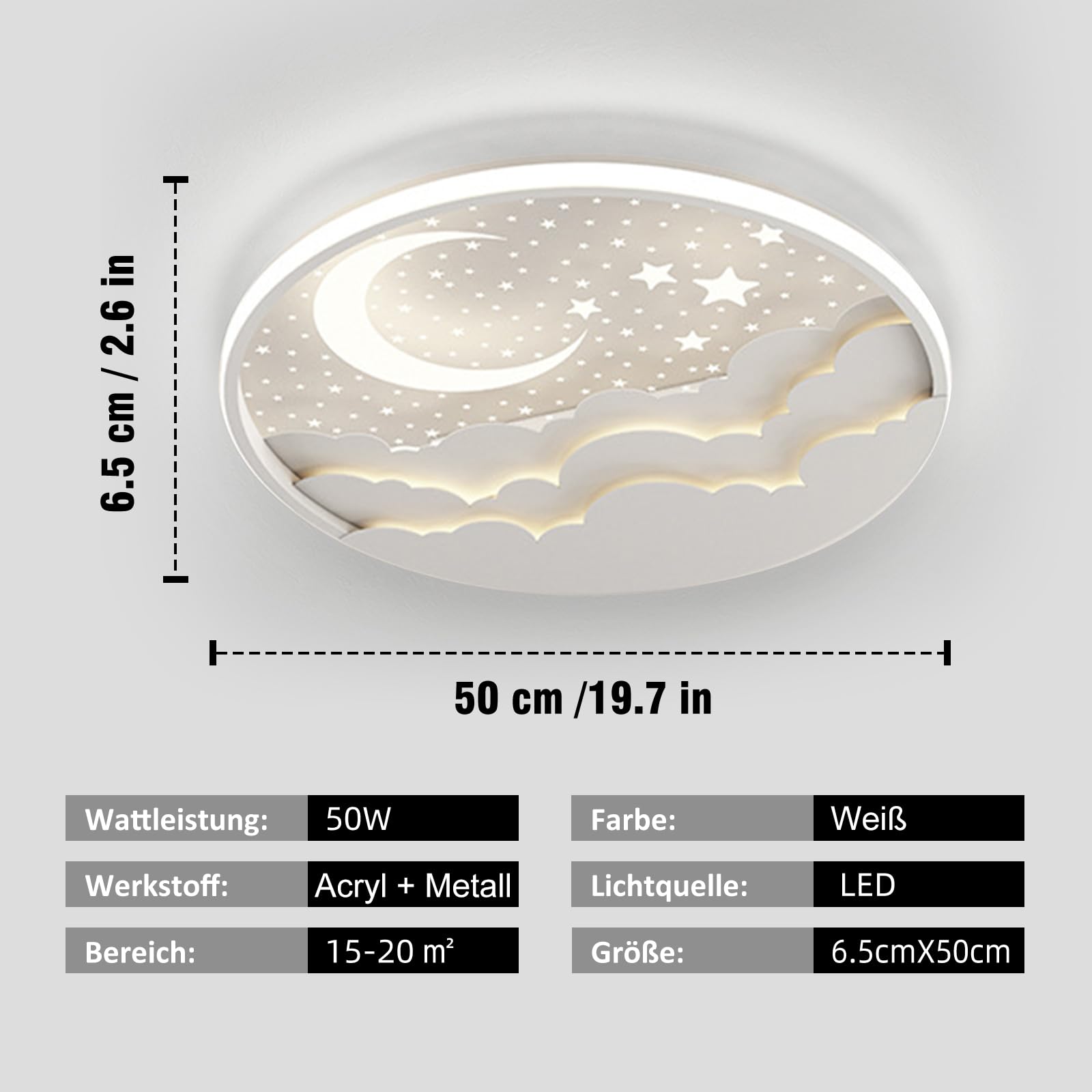 Lámpara de Techo LED Regulable, Lampara infantil Techo Moderno de Estrella y Luna, Luz de Techo Infantil Dormitorio con Control Remoto, Plafon Techo para Habitación de Infantil, Dormitorio, Blanco