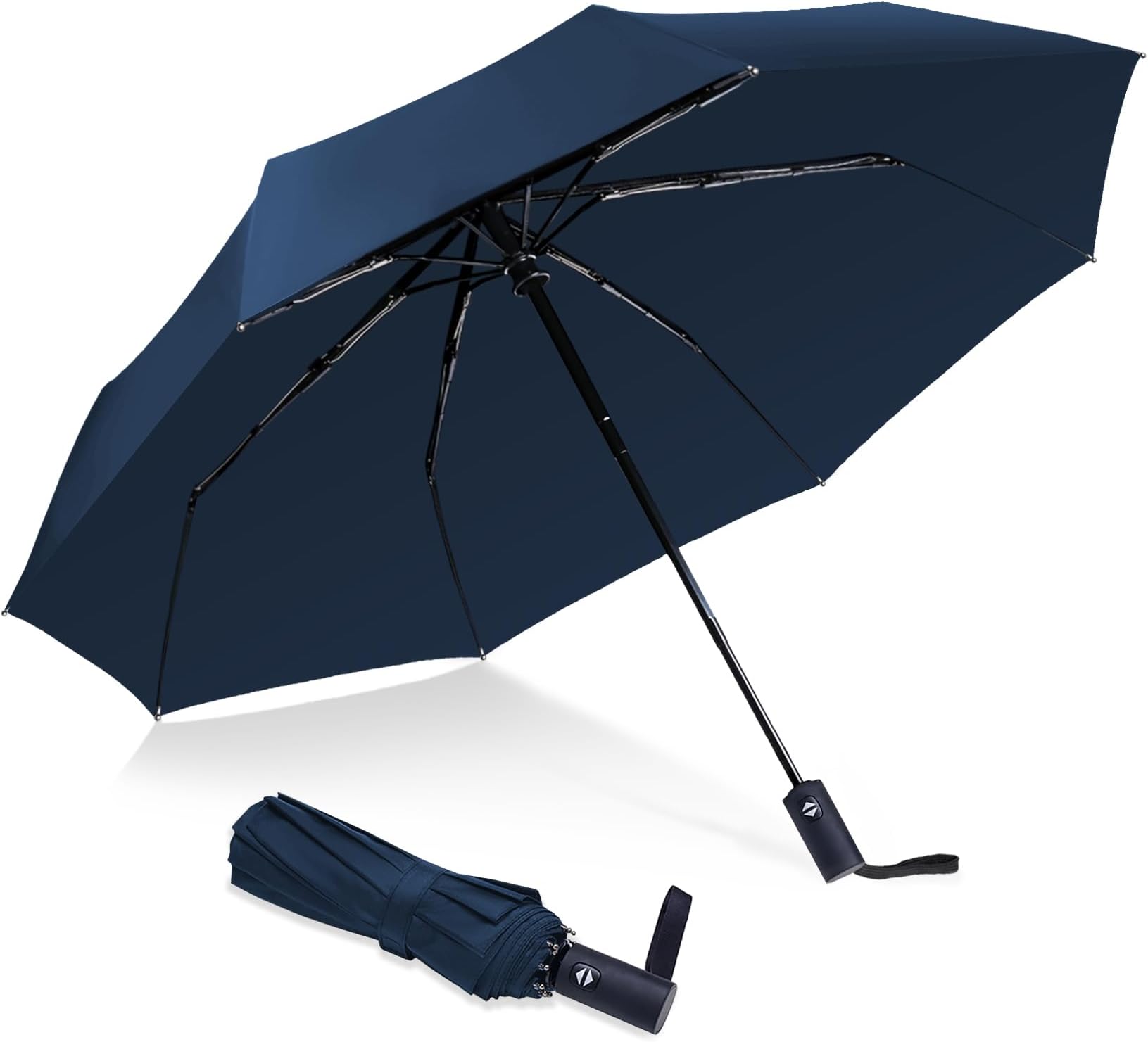 Travel Essentials Umbrella Windproof Compact Folding Light Automatic Strong Portable Windproof Rain Folding Umbrella Small Blue 8 Ribs & 42 INCH, Compact
