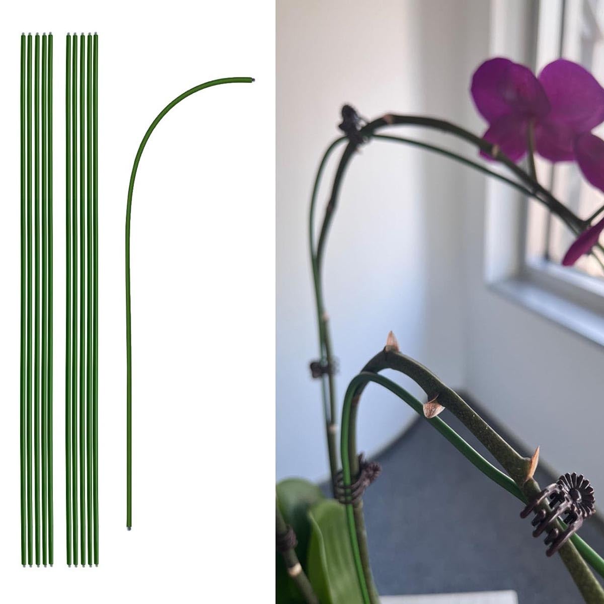 24 Inch Orchid Stakes, Plant Support Stake Bendable Plant Stick, Pack of 10