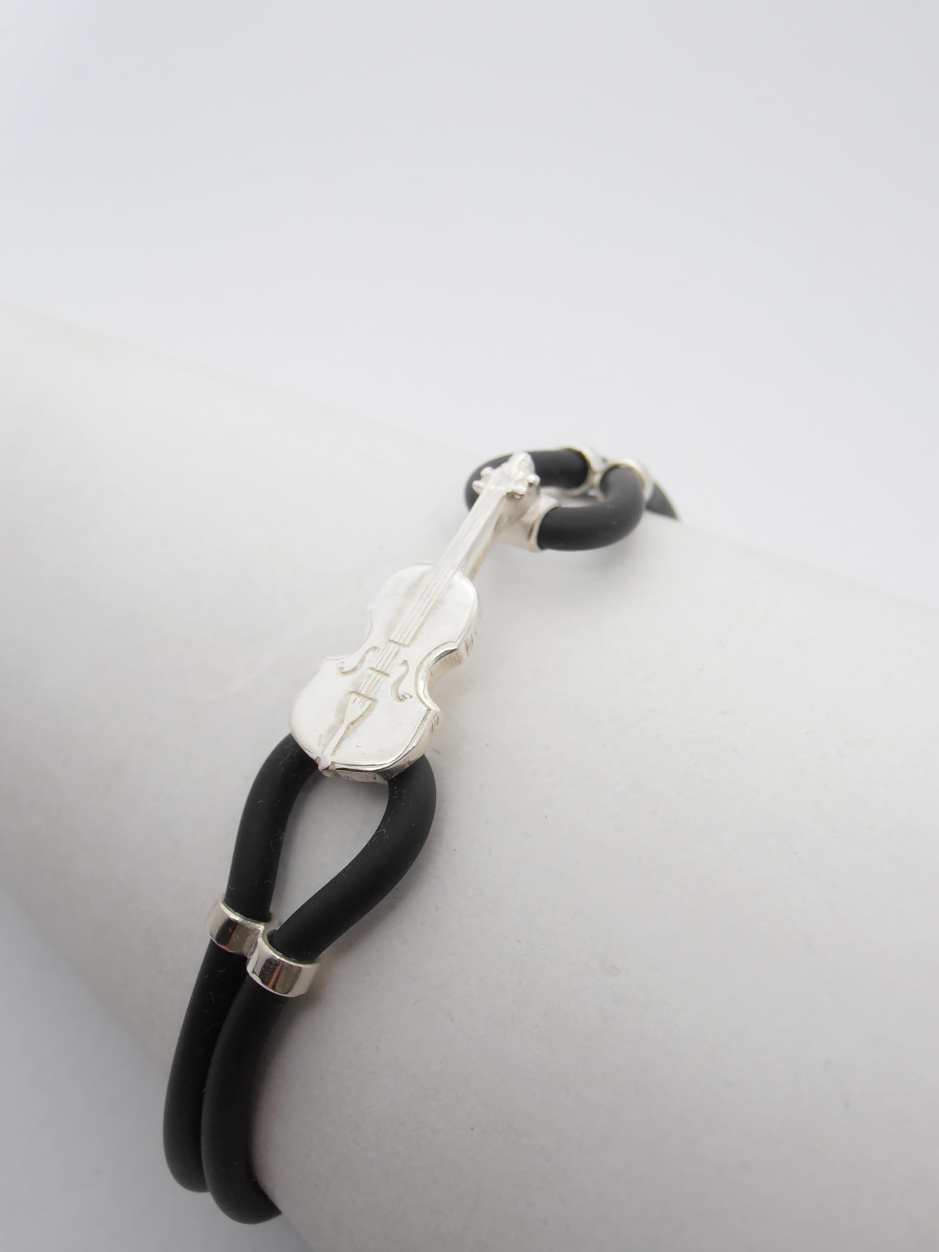 Violino : Braccialetto in Argento 925 e Caucciù - Bracciale Musicista - Musica - Strumento Musicale