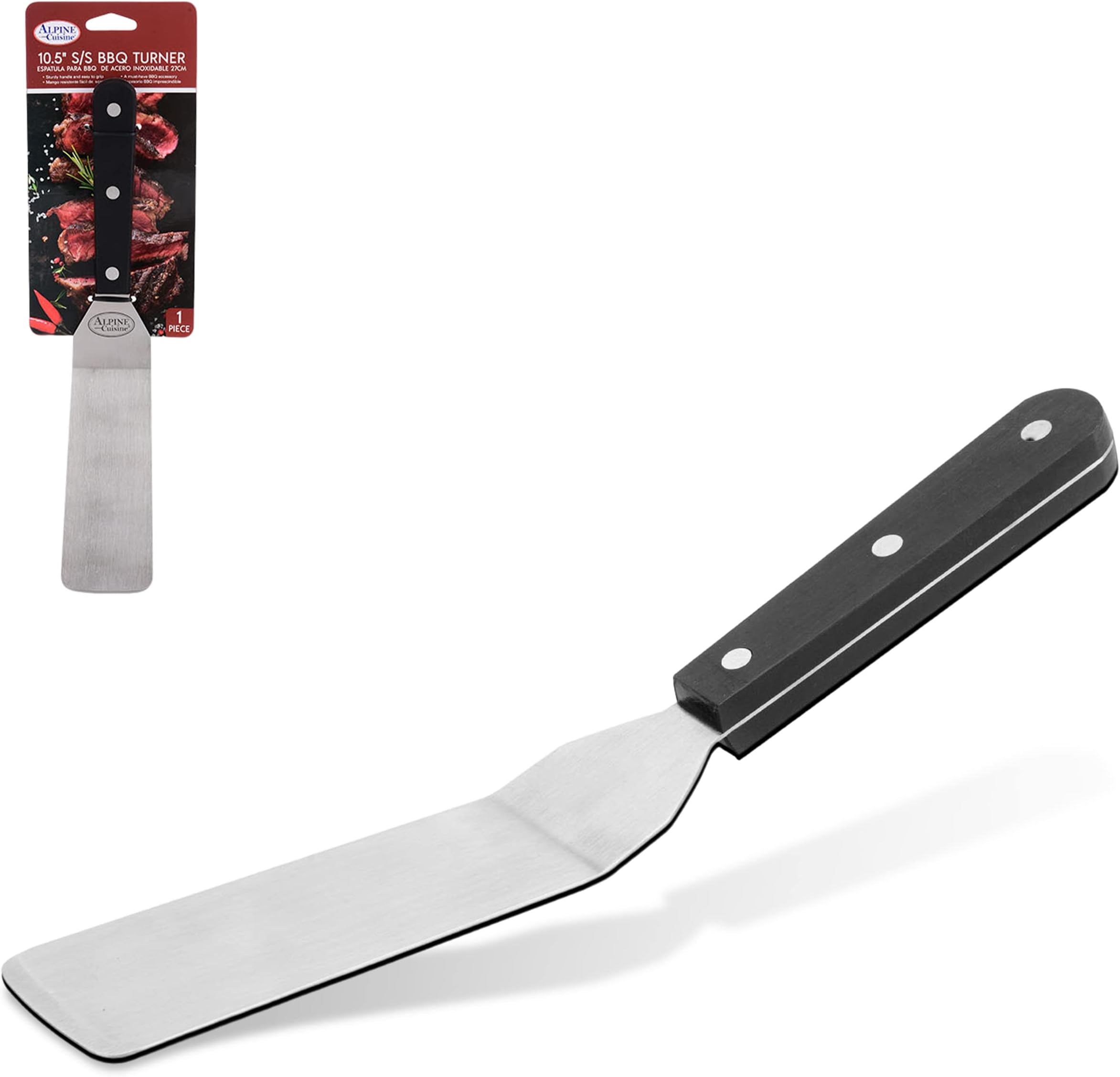 Burger Turner Flipper Angled 8 Cranked Blade Cooking Utensil Stainless Steel - Foto 3