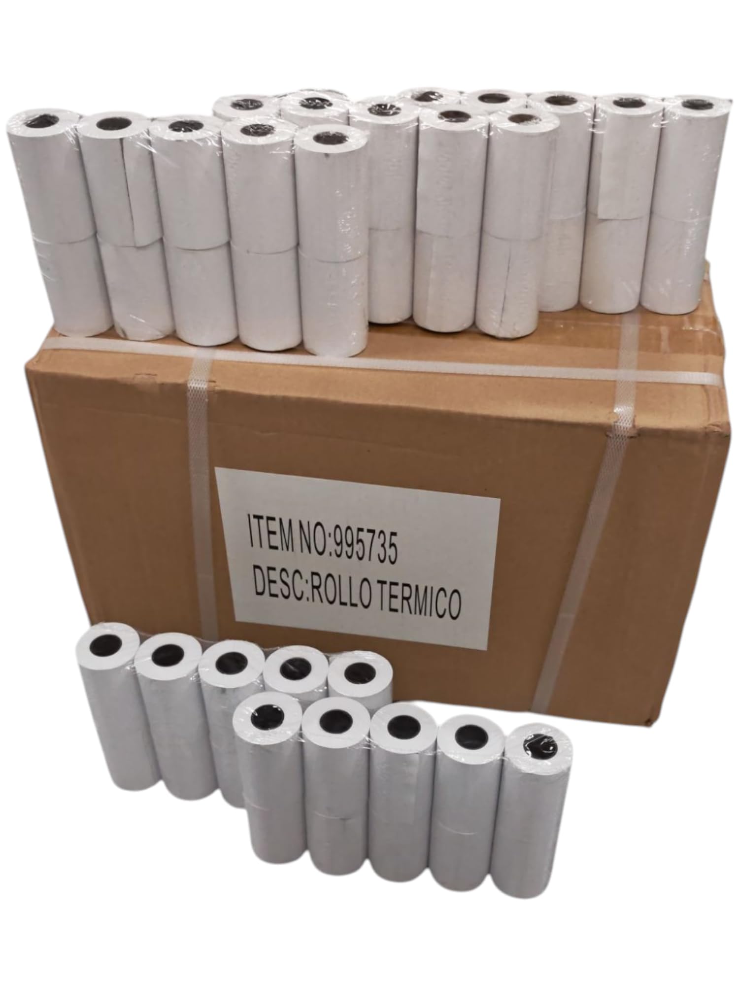 CAJA 200 Rollos de Papel Térmico para TPV, 57x35+3x12mm, Sin BPA, Blanco, Compatible Universal para Datáfonos e TPV(995735+3)