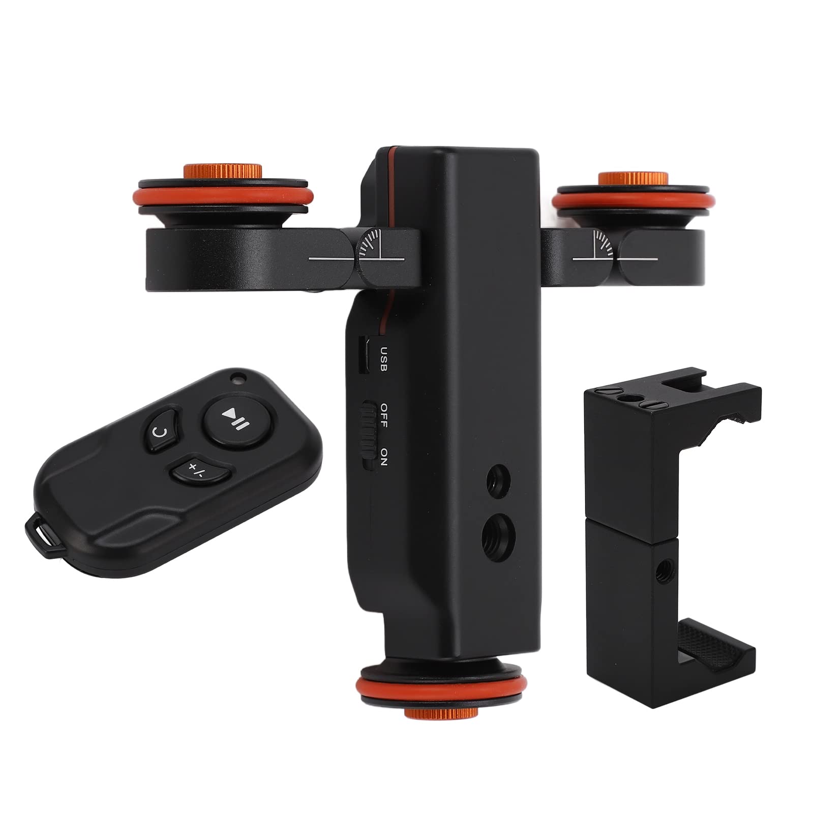Goshyda Cursore per Videocamera Elettrica, Carrello per Videocamera Wireless a 3 Ruote, Carrello per Binario Motorizzato a 3 velocità, con Clip per Telefono con Telecomando, per Vlog, Riprese Video