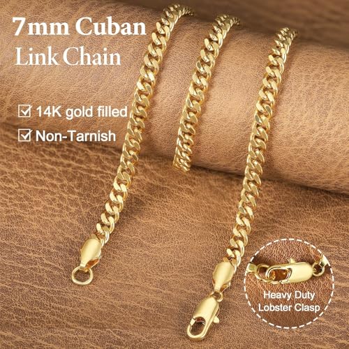 7MM Cuban Link Chain for Men 14K Gold Chain Necklaces 20 Inch4