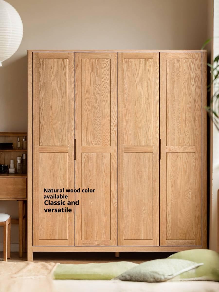 GVAwood Oak Solid Wood Walnut Color Wardrobe. 35.4x22.1x78.7 inch / 90x56x200сm/ Walnut Color/Two Door Wardrobe B Model Assembly Upgraded