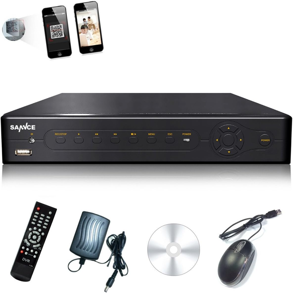 SANNCE 8CH Digital Video Recorder with 500GB Hard Drive (Black