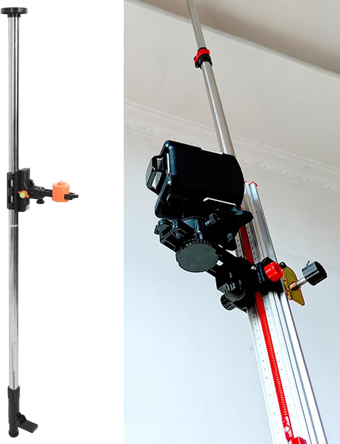 4.32M Leveling Tool Telescoping Support Pole, Multifunctional Aluminum Alloy Level Pole with 5 Sections