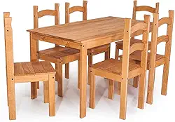 Conjunto Mesa de Jantar 6 Lugares com 6 Cadeiras em Madeira Maciça Mel - Móveis Britz