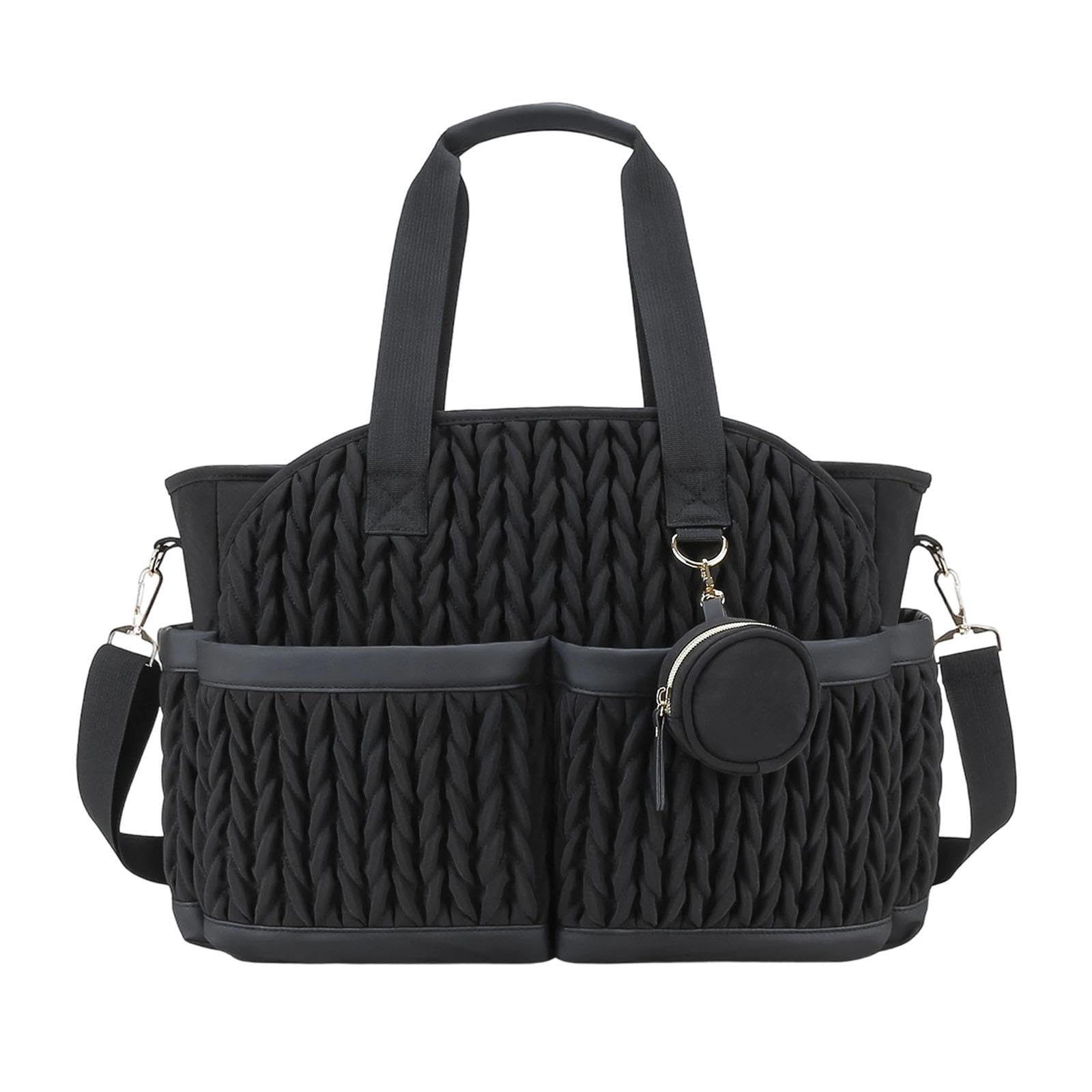 Diaper Bag Tote Versatile Portable Baby Changing Bag For Trip Outdoor Picnic Black Baby|Diapering|Diaper Bags-image-40
