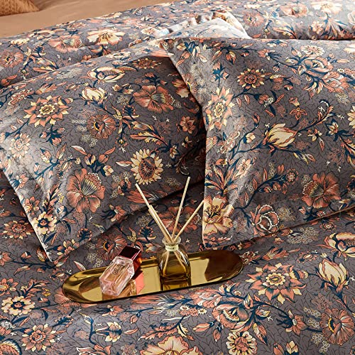 Cupocupa Duvet Cover King Size Set Boho Floral Pattern King Duvet Cover Set For King Size Bed Vintage Soft Bedding Leaf Print Paisley Duvet Cover With Pillowcases thumb #4