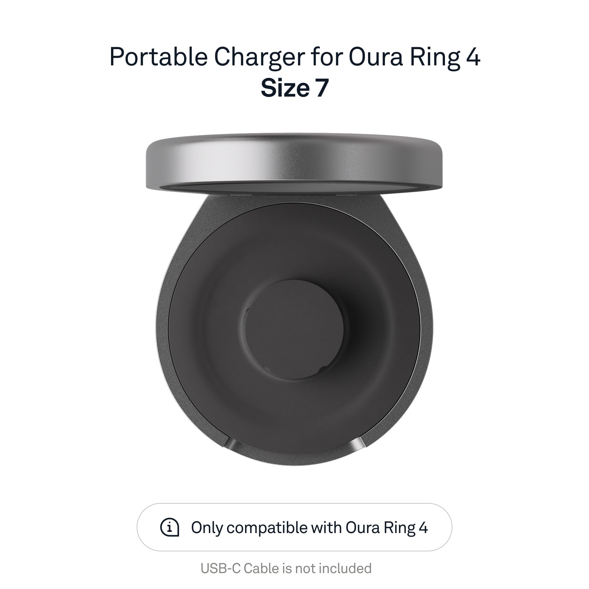 Oura Ring 4 Charging Case (USB-C Cable not included) - Dark Grey - Size 7 - Holds up to 5 charges / 1 month charge capacity, Recharge within 90 minutes — view 2