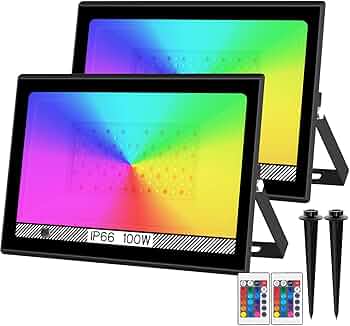 T-SUN RGB Led Flood Light 100W, Outdoor Flood Light 1000W Equivalent 10000Lm Halloween Light Color Changing Led Stage Lights IP66 Waterproof Landscape Lights with Remote Outdoor for Garden Yard