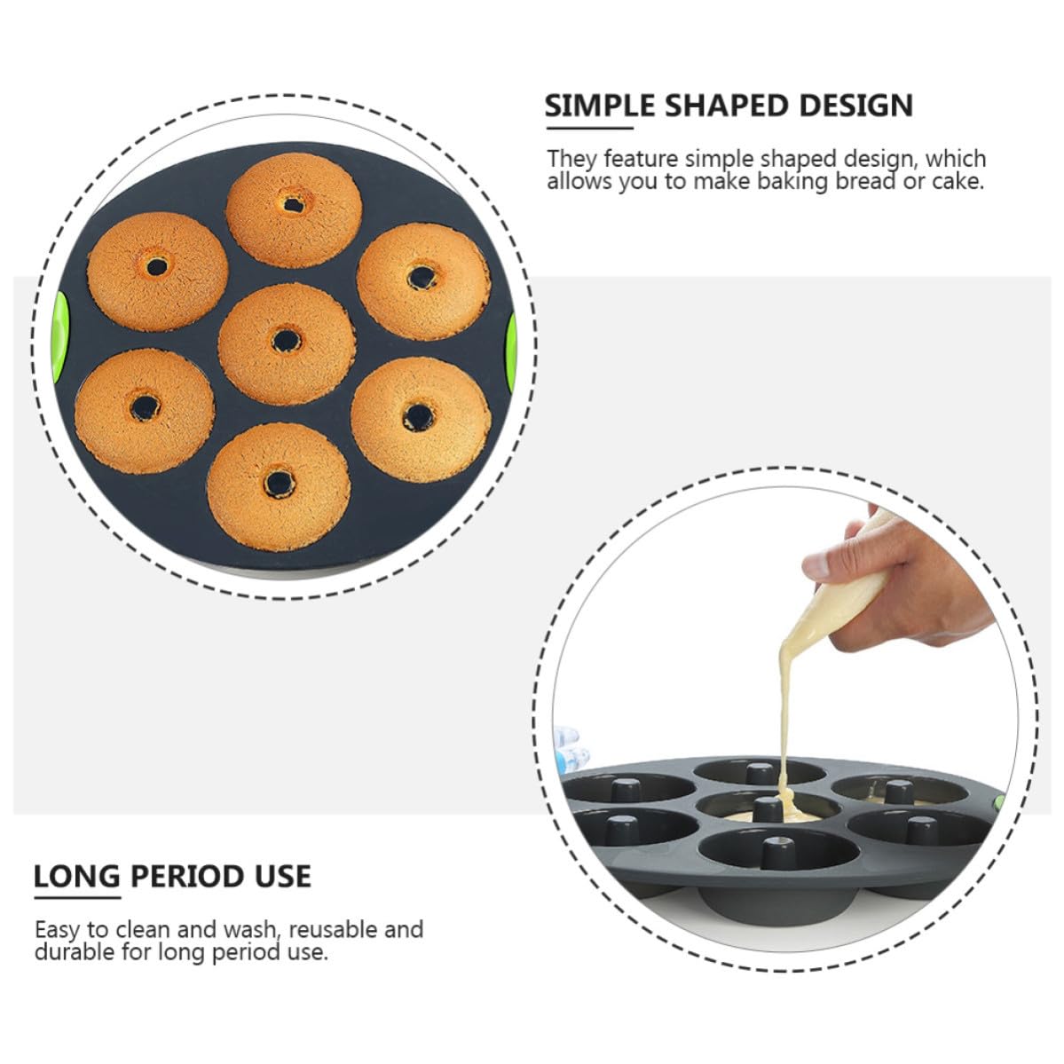 DOITOOL Kit de Moldes de Silicona para Hornear 5 Piezas, Flexible y Fácil de Limpiar, Utensilios Prácticos para Repostería en Cocina Casera