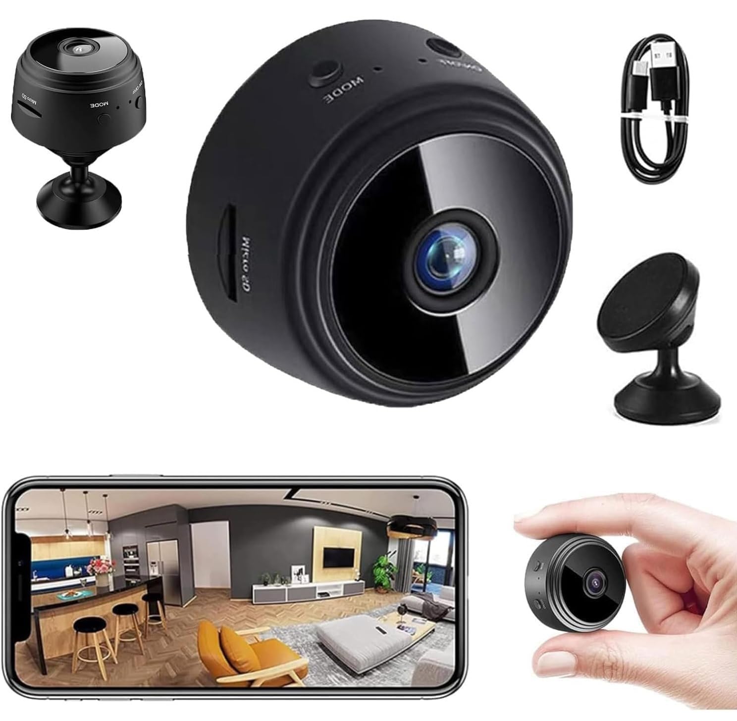 Luteti Magnetic Mini Security Camera with Night Vision Home Security Camera 1080p Outdoor and Indoor Use,Mini Wi-Fi Camera-image-22
