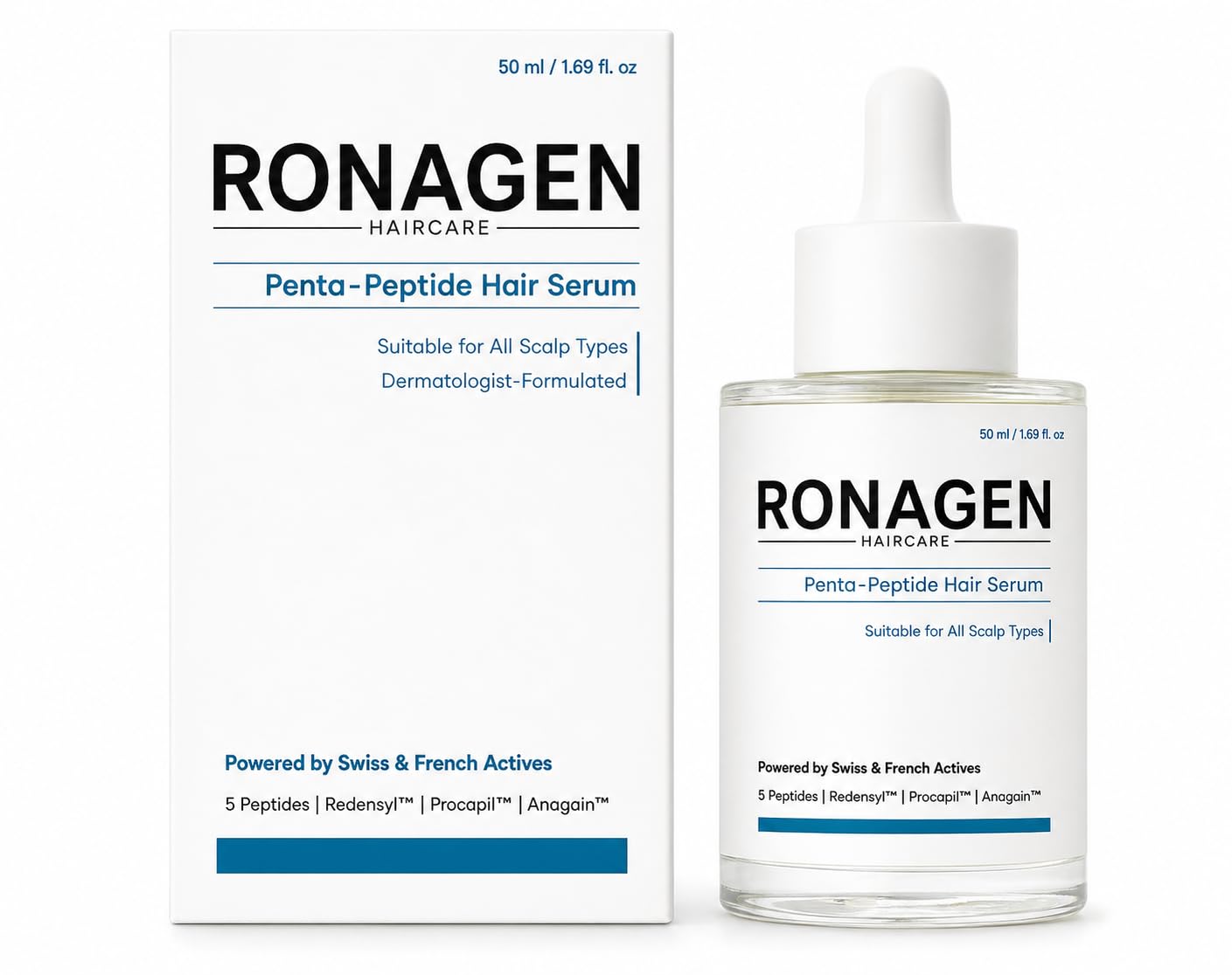 RONAGEN Penta-Peptide Hair Serum (50ml) | Multi-Peptide Complex (Redensyl, Procapil, Anagain) | Suitable for All Scalp Types | Dermatologist-Formulated | For Men & Women-image-24