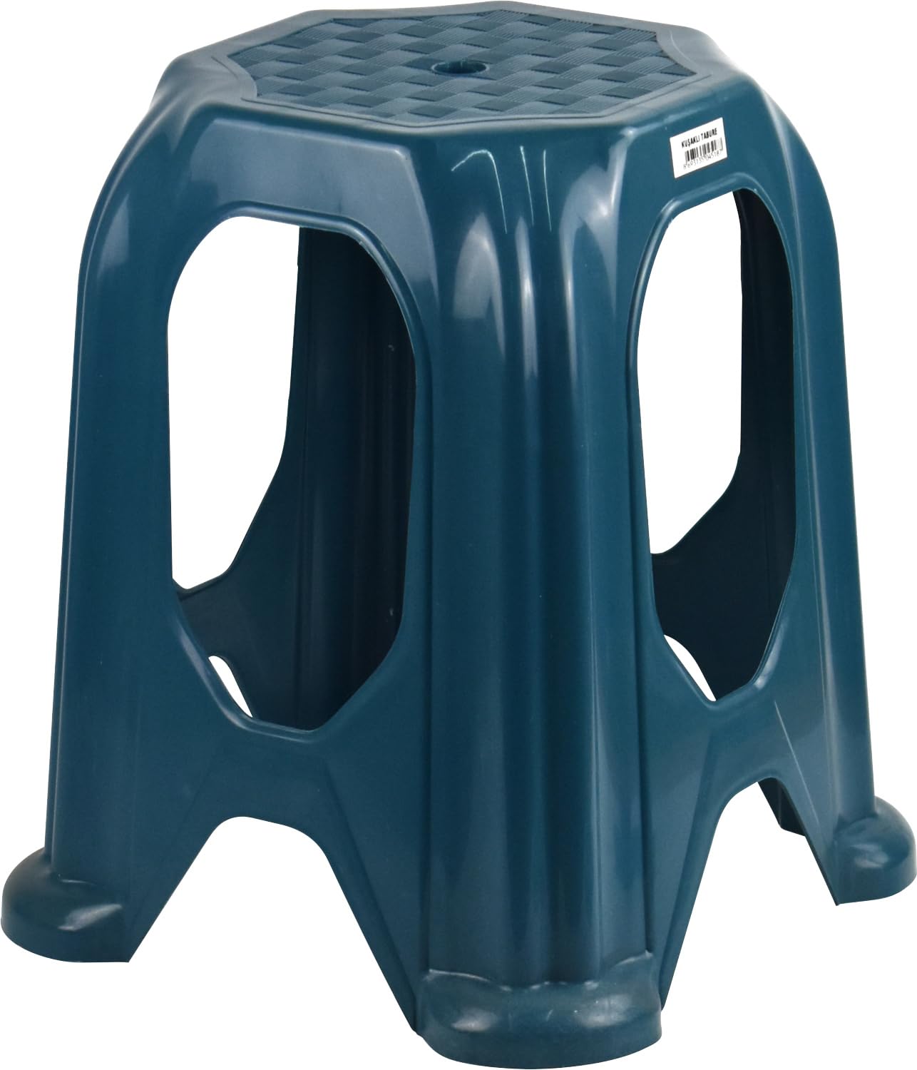 Sterling Ventures Large Plastic Sitting Stool Stackable Rattan Design 39 x 39 x 46.5cm (Teal)