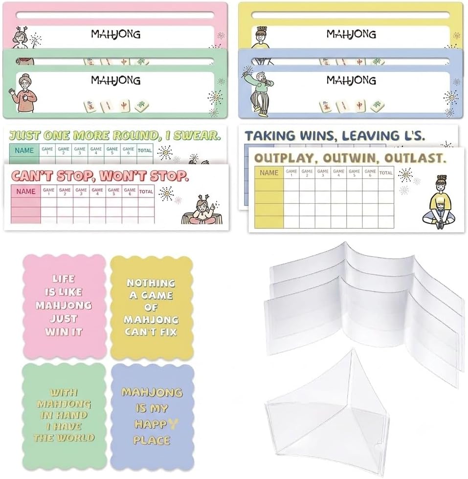 4-in-1 Mahjong Accessories Kit: Tile Shufflers, Scorebooks & Sleeves