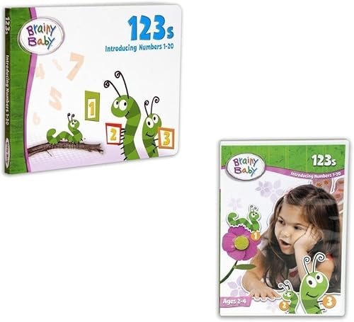 Brainy Baby DVD 123s y libro de tablero de 123s: Presentamos los números 1 a 20 Edición Deluxe
