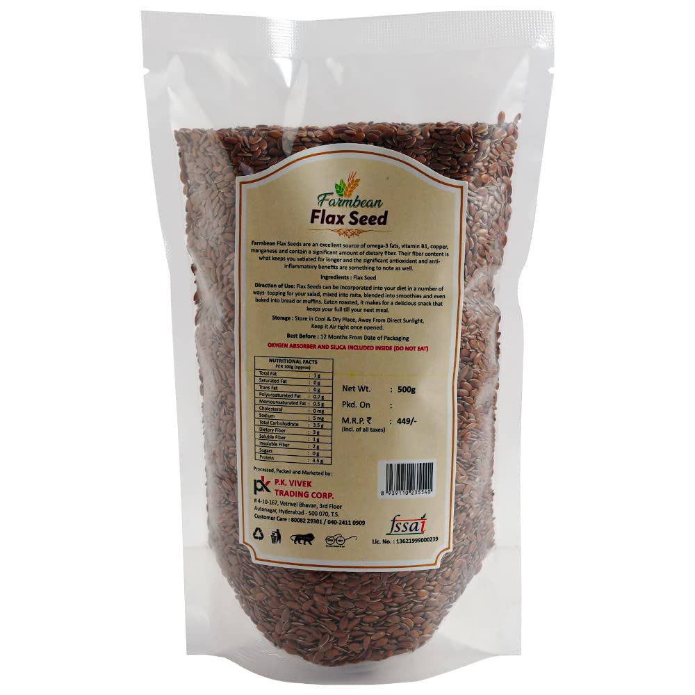 Farmbean Natural Premium Flax Seeds | Alsi Health Seeds 500 grams - Image 2 thumbnail