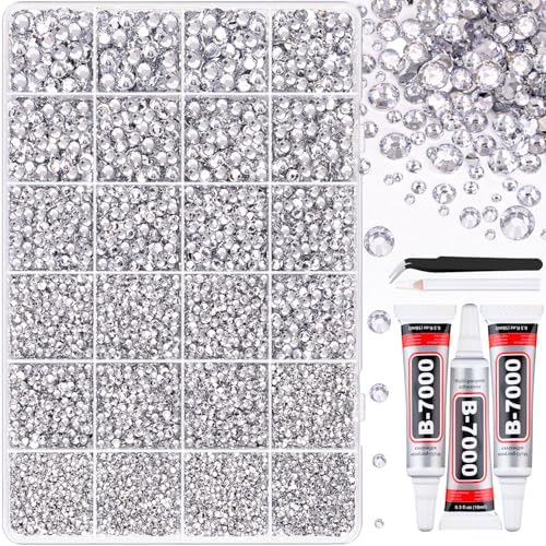 TINKRSTUFF 35000Pcs Silver Clear Rhinestones Bedazzling Kit