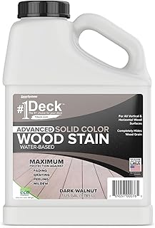 #1 Deck Premium Advanced Solid Color Outdoor Wood Stain and Sealer in One – Water Based Sealant for Wood Decks, Fences, & Siding - 1 Gal - Made in USA - Dark Walnut