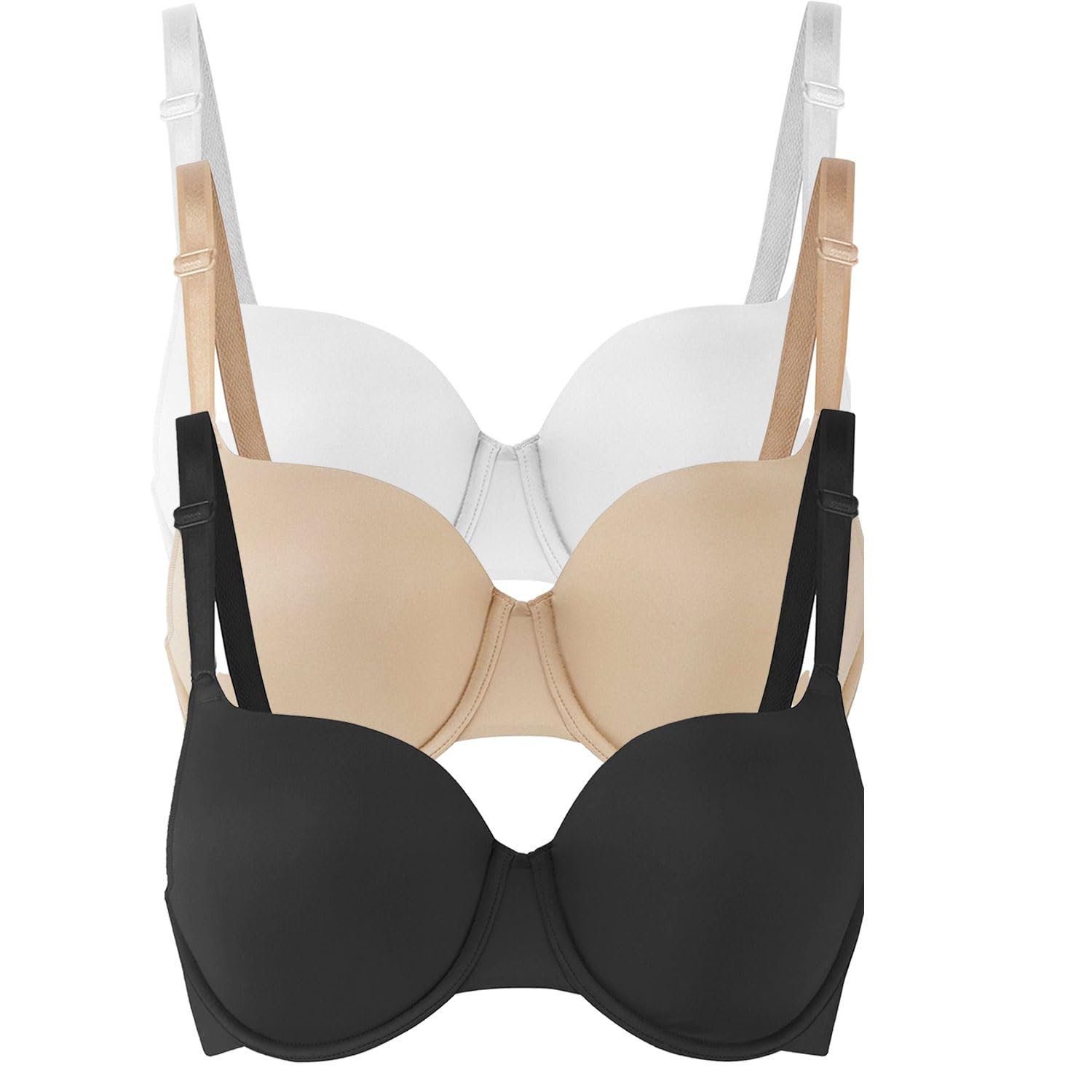 GA COMMUNICATIONSWomens Padded Bra, Adjustable Shoulder Strap Full Coverage Underwire Support, T-Shirts Bras for Women Multipack Classic Regular Fit 32-40