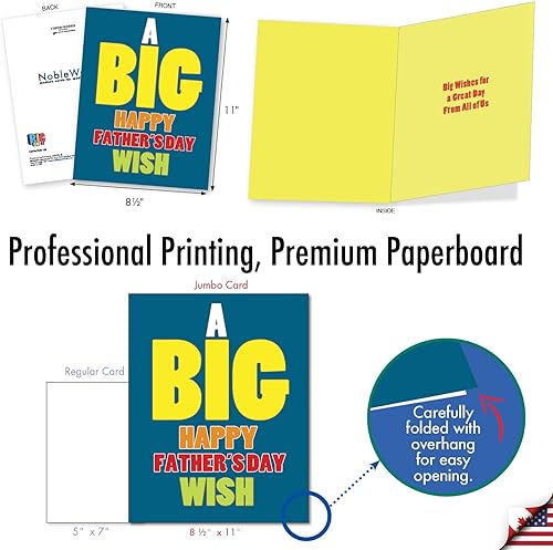 Miniatura 3 de NobleWorks - Tarjeta de felicitación para el día del padre jumbo de 8.5 x 11 pulgadas con sobre (1 paquete) diseños de papá extra grandes - Best Dad
