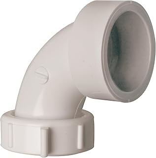 Plumb Pak PP55-11 Sink Drain Pipe Elbow with, 90 Deg, 1-1/2 in, Plastic, 1-1/2", White