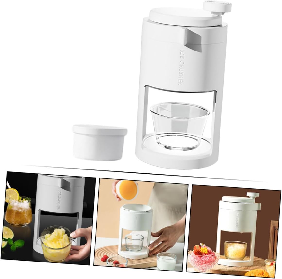 Mipcase Manual Shaving Ice Machine Home Ice Maker Countertop Slushy Machine Mold Crusher Shave Ice Machine Shaved Manual Ice Slush Machine Ice Maker Machine Kitchen Gadget White