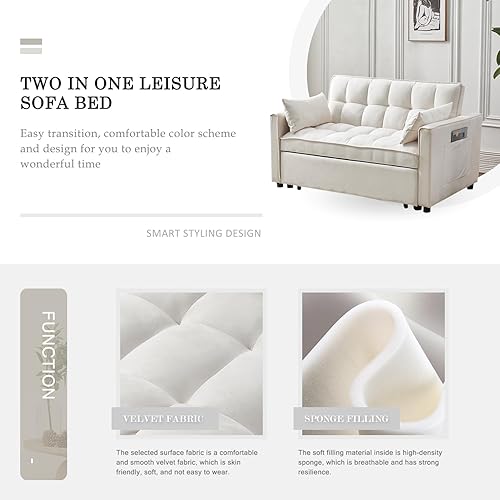 Miniatura 3 de Eifizek Sofá cama convertible 3 en 1, moderno sofá cama extraíble con cama extraíble, respaldo ajustable, sofá biplaza futón para muebles de sala de