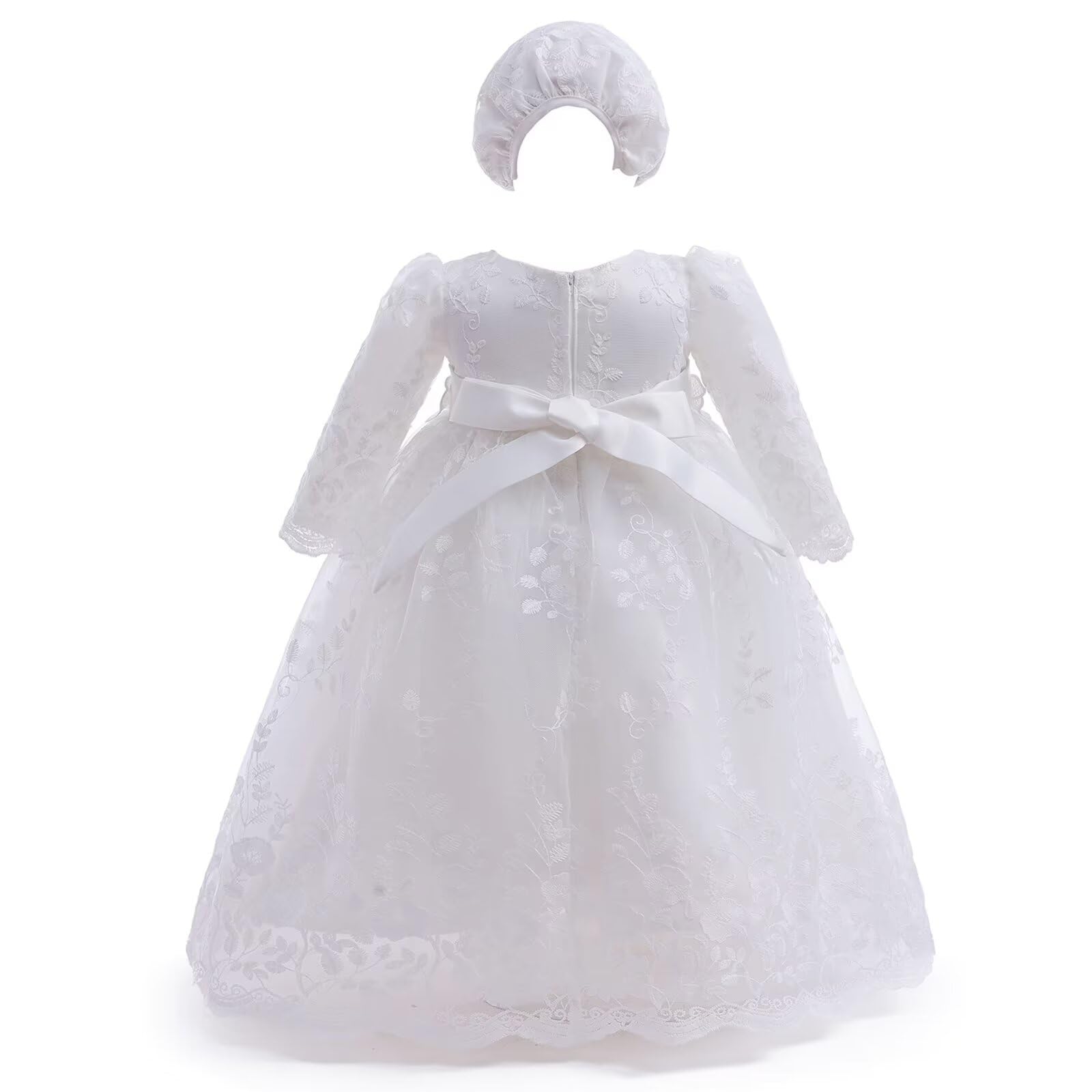 Baby Girl Taufkleid Lang Segenskleider Weiß Formale Brautkleider Besondere Anlässe Kleid für Neugeborene