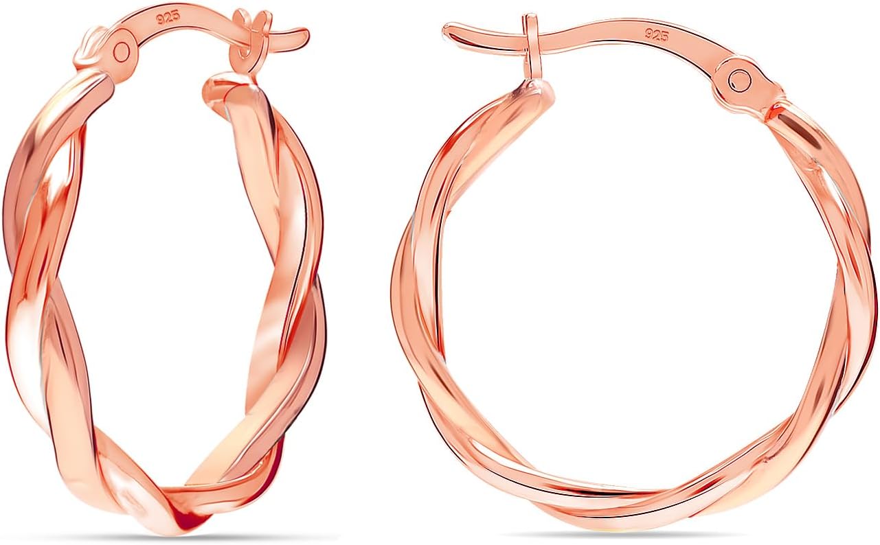 LeCalla 925 Sterling Silver Hoop Earrings | Lightweight Click-Top Gold Plated Anchor Infinity Earrings for Women