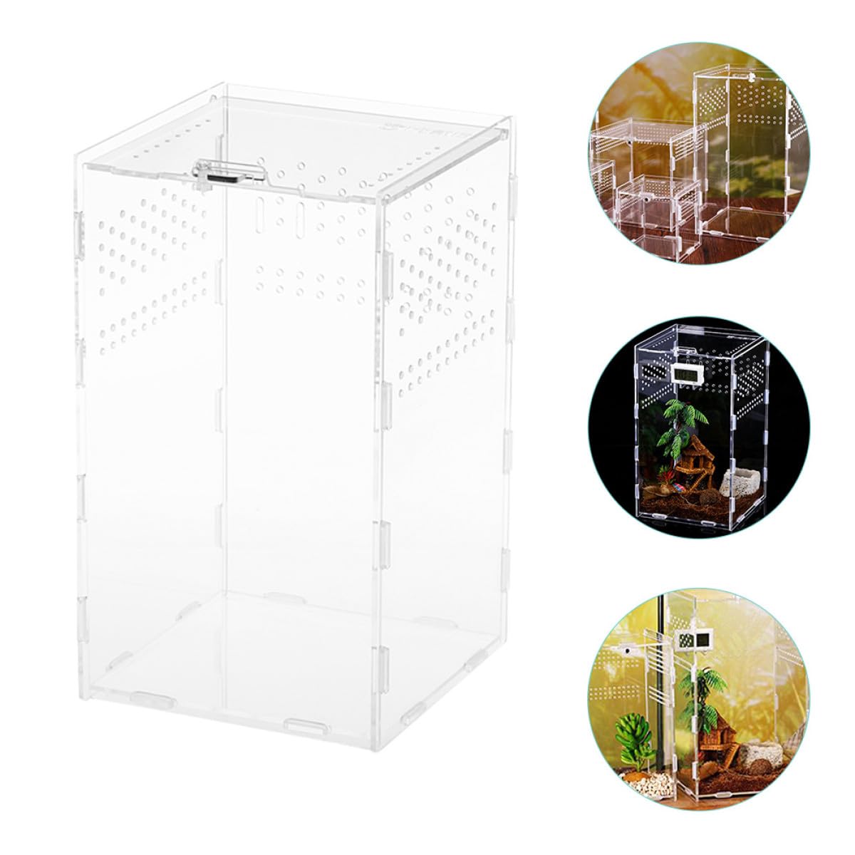 BETOOKY Reptilienzuchtbox als Terrarium Zubehör Transparente Acryl mit Konstantem Luftstrom und Magnetischem Stecksystem für Schnecken und Grillen