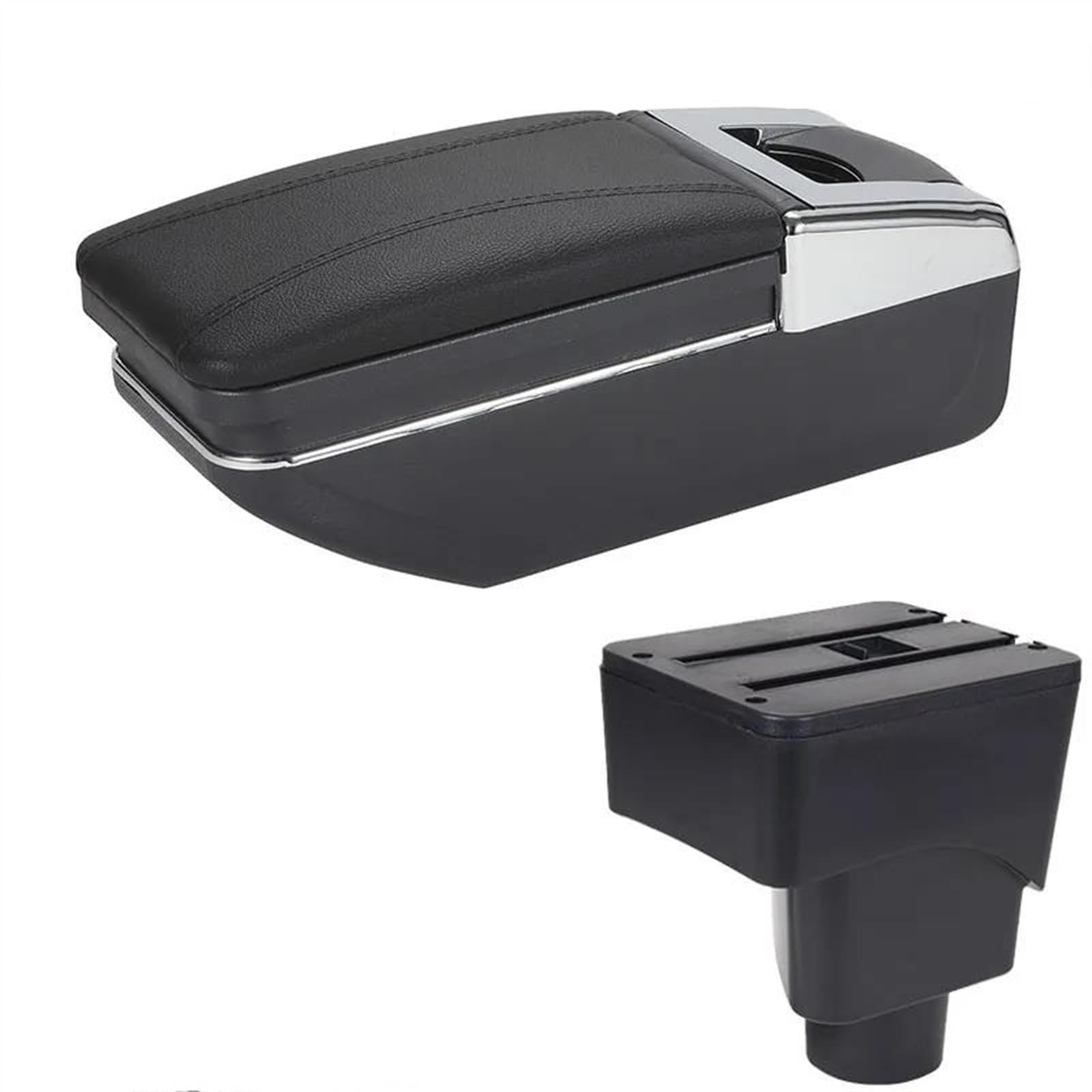 NOHEEU Car Armrest Box Interior Details Retrofit Accessories Center Storage Console For EcoSport 2013-2018(C2 Black line No USB)