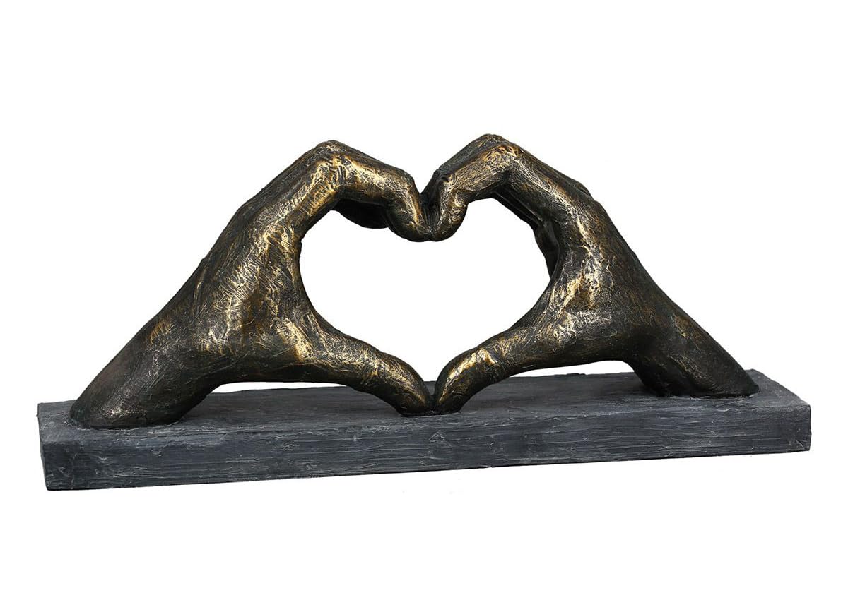 Casablanca - Escultura de diseño de manos (15 cm de ancho, 36 cm), diseño de corazón de manos, para boda, salón, decoración moderna