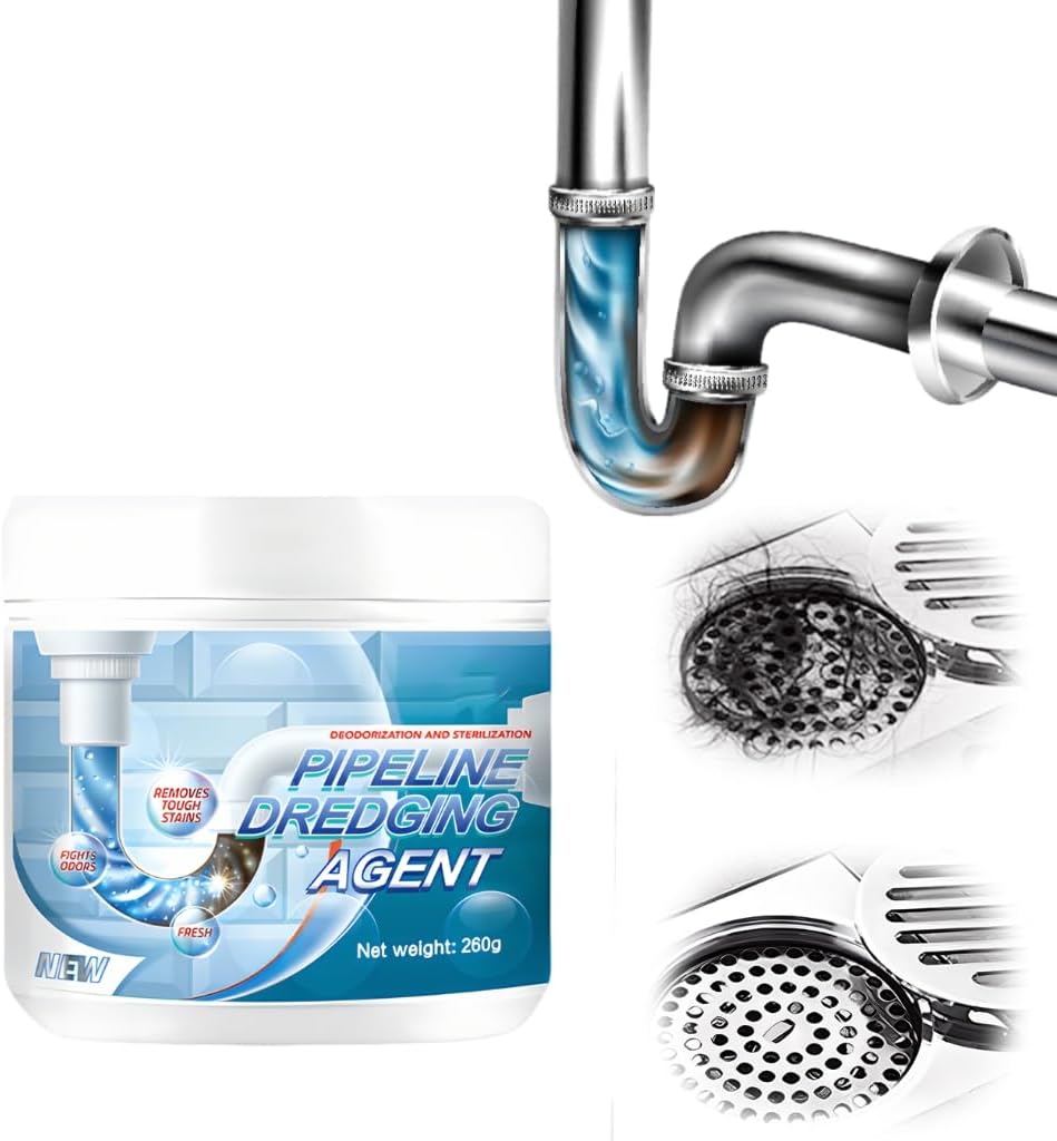 Powerful Pipe Dredging Agent, 2025 New Drain Cleaner Multi-Purpose Pipe Cleaner for Kitchen Bathroom Toilet, Unclog Toilet Clog And Kitchen Sink Pipe Unblocker Powder (3PCS)