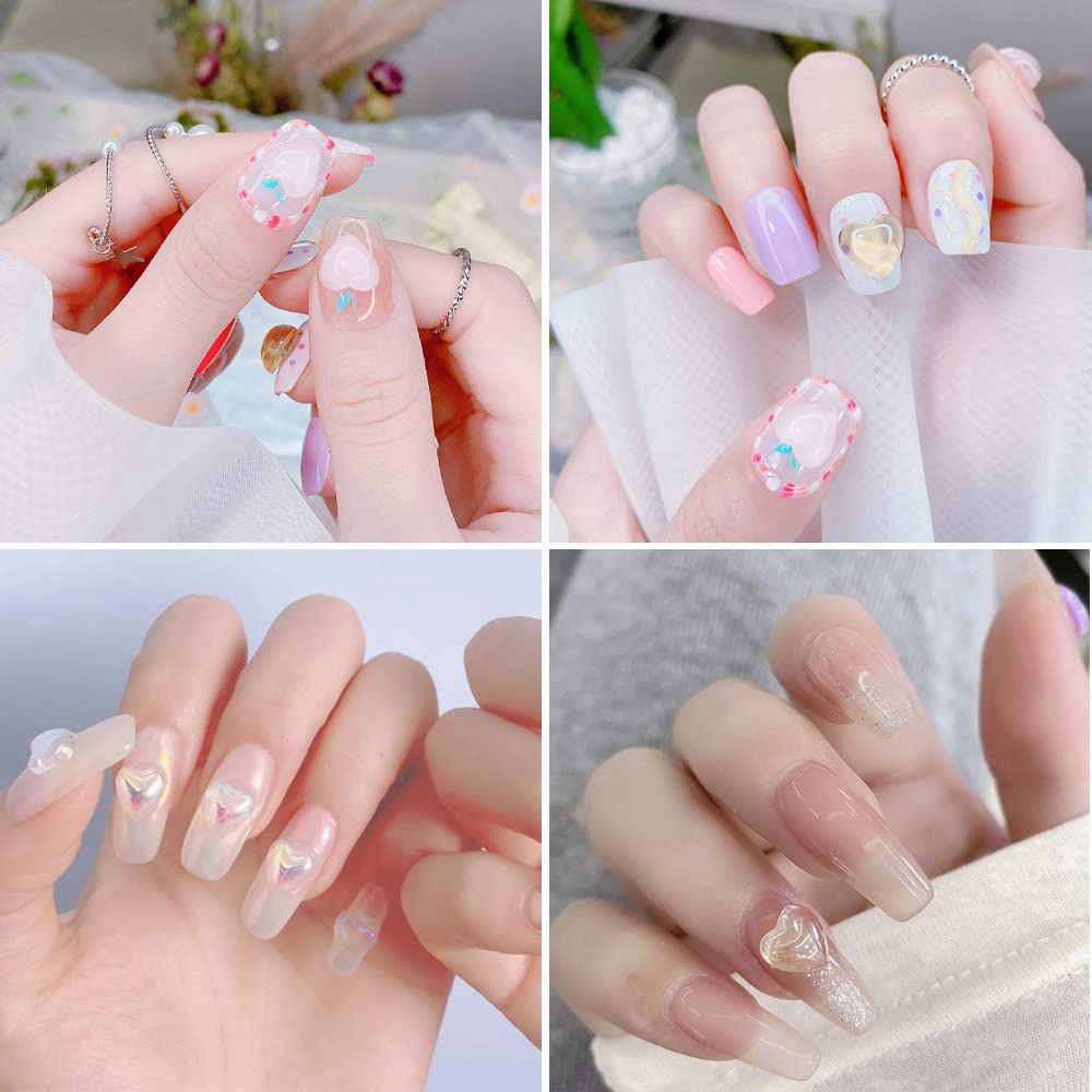 Amazon | ネイルパーツ ハート クリア 3d キラキラ 4色 約60個 ハート